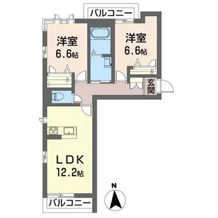 ベレオ荒井駅前【2階】の間取り
