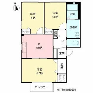 ドルチェ B棟【2階】の間取り