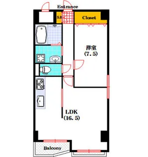 四ツ橋セントラルハイツ【7階】の間取り