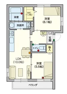(シニア限定)ヘーベルヴィレッジSazanami【2階】の間取り
