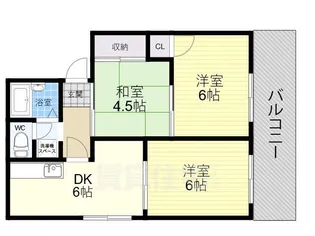 長吉ハイツ出戸 南棟【1階】の間取り