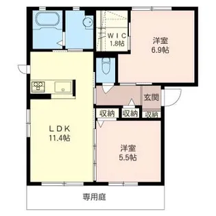 グローリエB棟【2階】の間取り