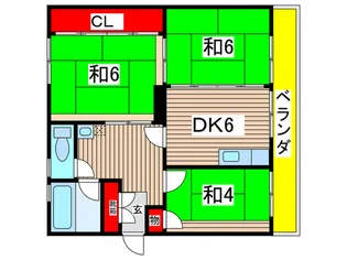 若林第二ハイツ【3階】の間取り