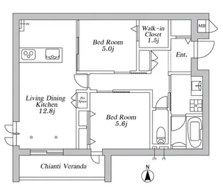 ザ カリフォルニアレジデンス【2階】の間取り