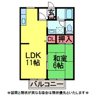スカイヒルB【1階】の間取り