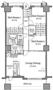 ザ・レジデンス本牧横浜ベイサイド【4階】の間取り