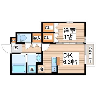 Escondite川内B【1階】の間取り