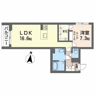ベレオ万代【1階】の間取り