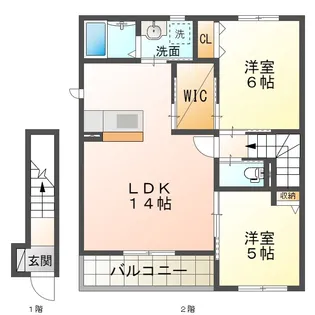 秋桜タウン B棟【2階】の間取り
