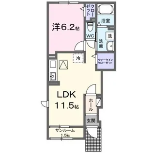 リアンB【1階】の間取り