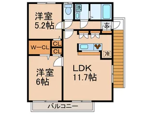 ラフィ-ネB棟【2階】の間取り