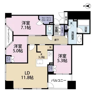 ブランズタワー大阪備後町【25階】の間取り