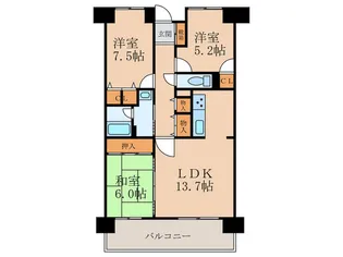 グランドール南草津【12階】の間取り