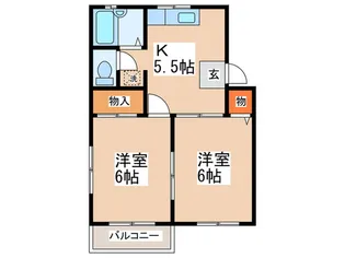 アップルビラB【2階】の間取り