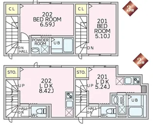 YOHAKU TERRACE【2階】の間取り