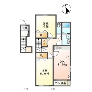ボンヌールパンションII【2階】の間取り