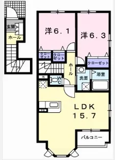 トリノフルートB【2階】の間取り