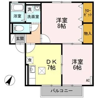 メゾンフォンティーヌB棟【1階】の間取り