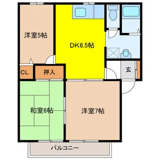 パークハイツ北洞C【2階】の間取り