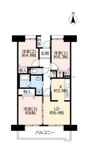 URサンヴァリエ金岡【4階】の間取り