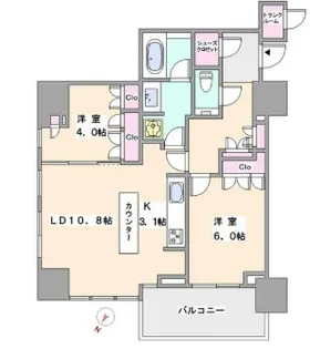 ザ・パークハウス高輪タワー【9階】の間取り