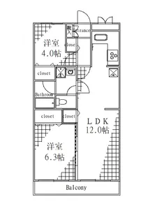 ドエルリバーサイド大島【1階】の間取り