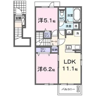 茨城県笠間市鯉淵【アパート】の間取り
