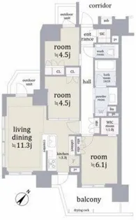 ザ・パークハウス東雪谷フロント【11階】の間取り