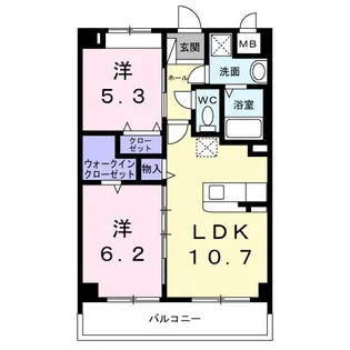2LDKの間取り画像