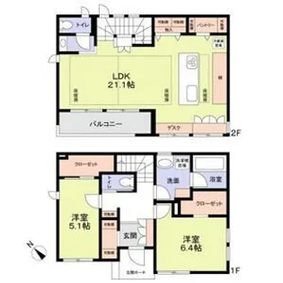 神奈川県横浜市中区鷺山【一戸建】の間取り