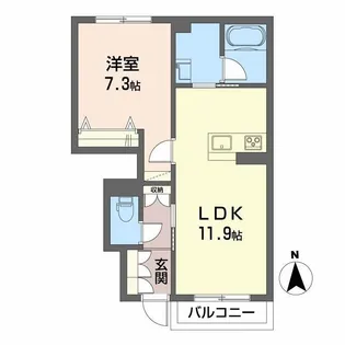 シャーメゾン駒止III【1階】の間取り