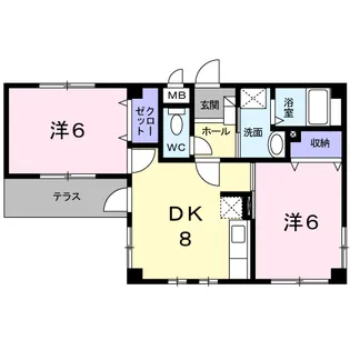 プレーヌ アンソレイエ【1階】の間取り