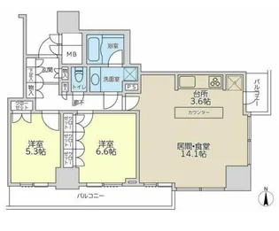 品川タワーフェイス【14階】の間取り