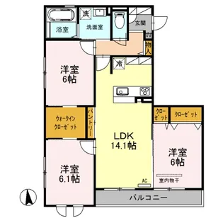 ノアールブラン泉中央【2階】の間取り