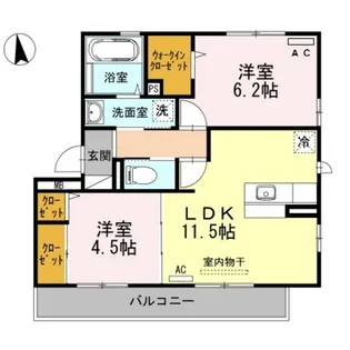 コーポラスヤナセIII A棟【2階】の間取り
