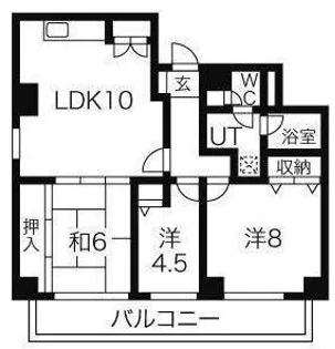 ハイツ空蝉【5階】の間取り