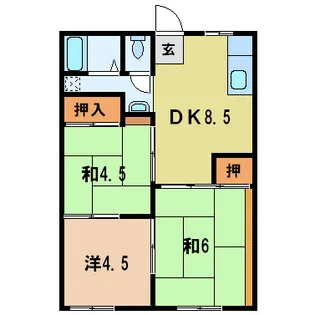 ハイツタカノA棟【2階】の間取り