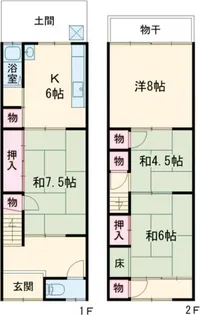 京都府京都市右京区花園円成寺町【一戸建】の間取り