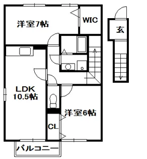 兵庫県神戸市北区鹿の子台北町4【アパート】の間取り