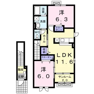 Gコ ポB棟【2階】の間取り