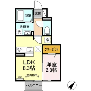 ヴィラージュ松屋II【1階】の間取り