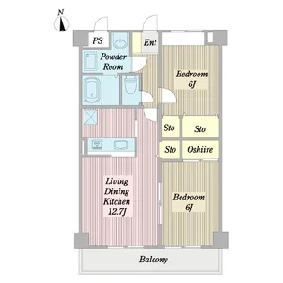 2LDKの間取り画像