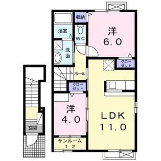 2LDKの間取り画像