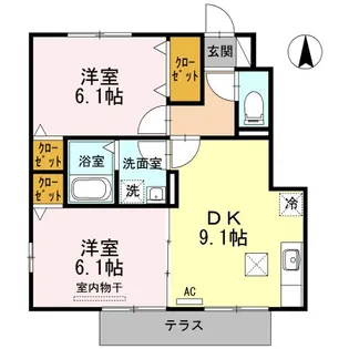 レクシオン神守 B【1階】の間取り