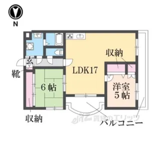 インペリアル東生駒【2階】の間取り