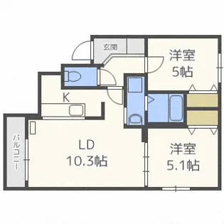 アドラブール麻生【2階】の間取り