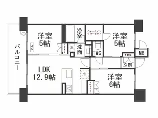 サンパーク企救丘グラッセ【5階】の間取り