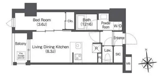 ディームス上野御徒町【4階】の間取り