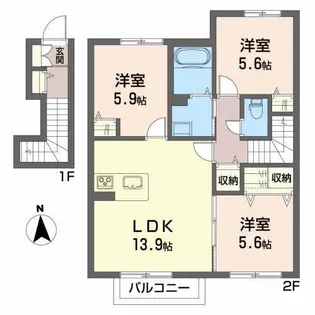 シャーメゾン・フォルトーナ【2階】の間取り