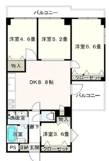 ライオンズマンション学園前【4階】の間取り